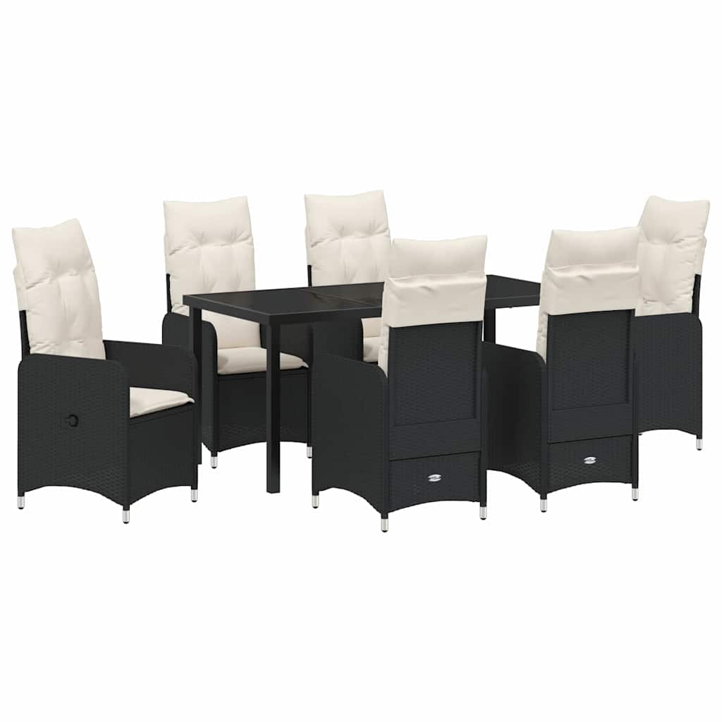 Kert étkező szett 7 pcs Fekete polirattan