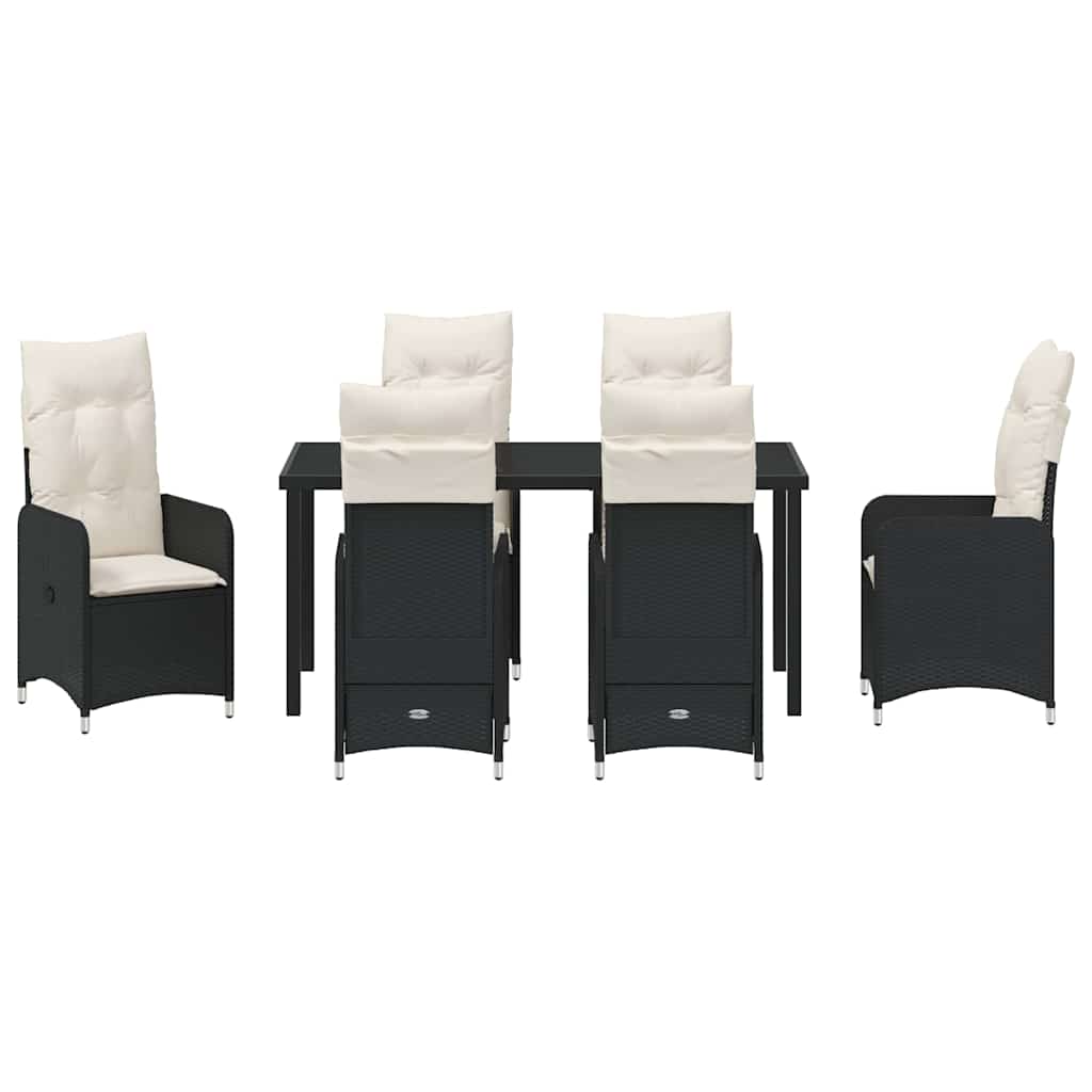 Kert étkező szett 7 pcs Fekete polirattan