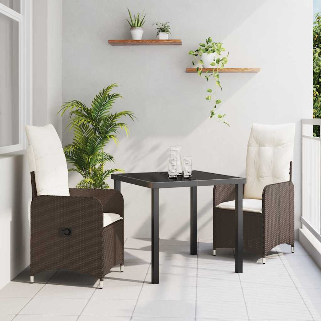 Kert étkező szett 3 pcs Barna polirattan