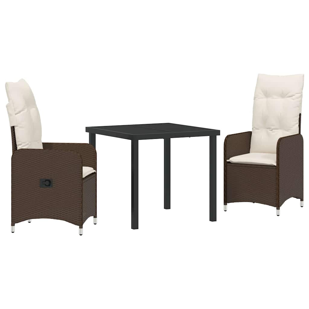 Kert étkező szett 3 pcs Barna polirattan