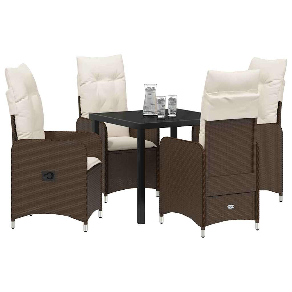 Kert étkező szett 5 pcs Barna polirattan