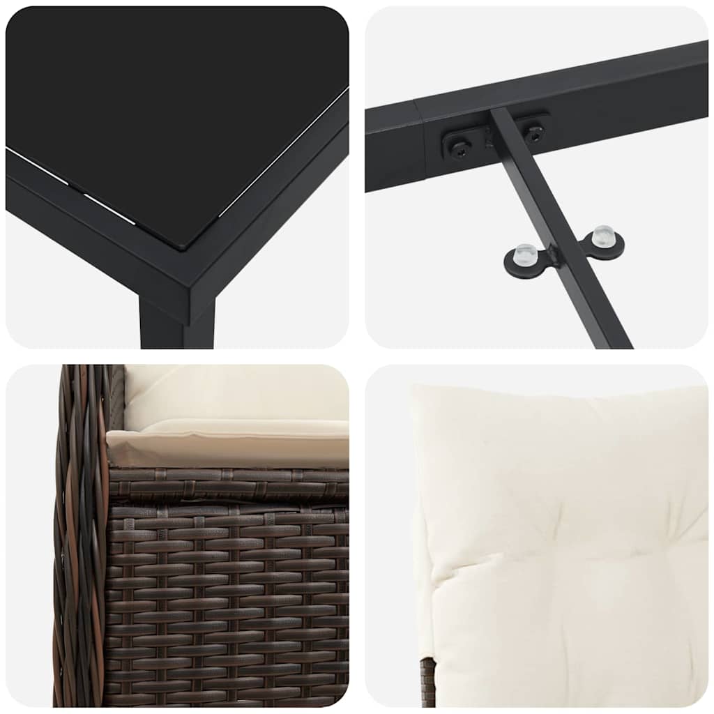 Kert étkező szett 5 pcs Barna polirattan