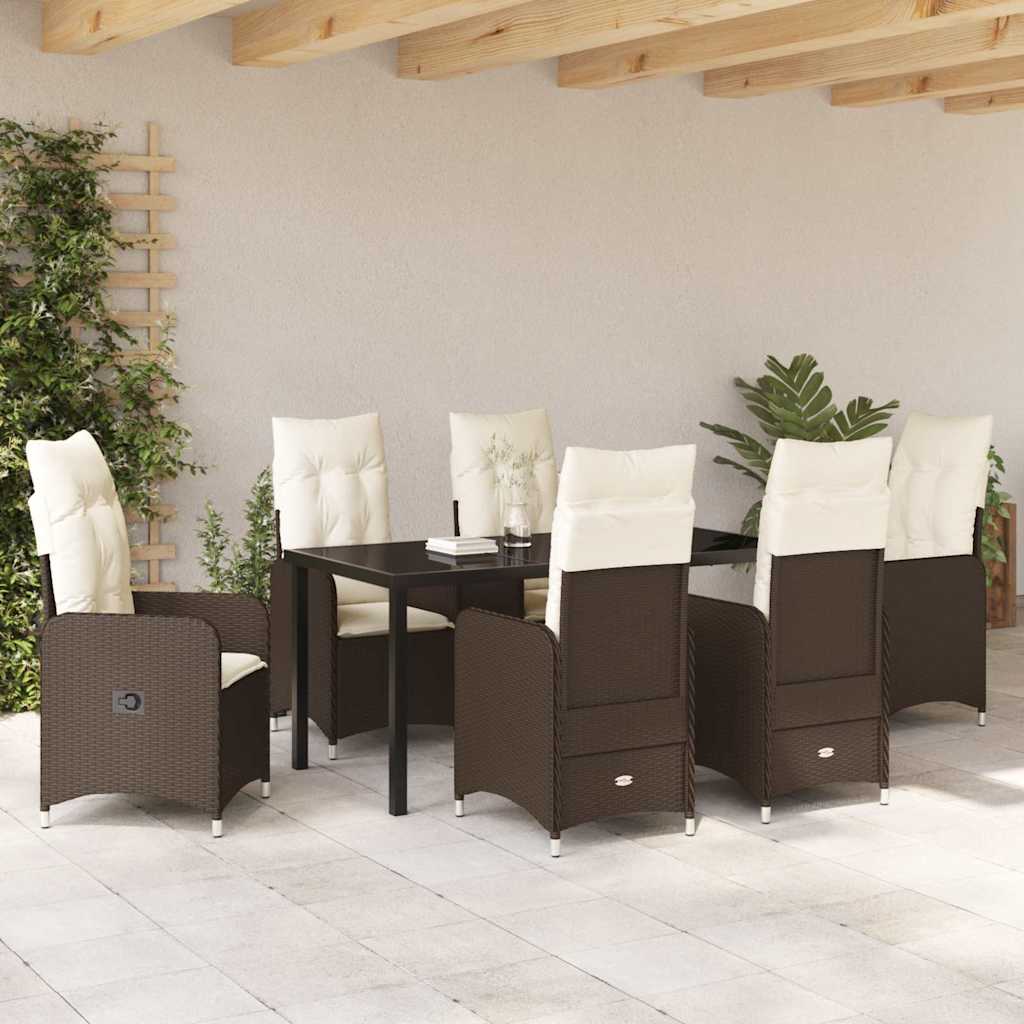 Kert étkező szett 7 pcs Barna polirattan
