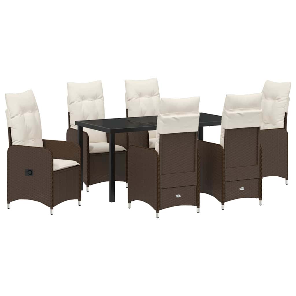 Kert étkező szett 7 pcs Barna polirattan