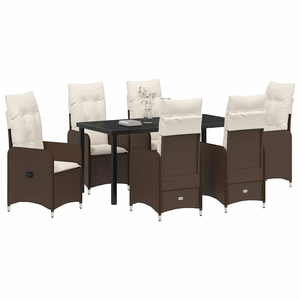 Kert étkező szett 7 pcs Barna polirattan