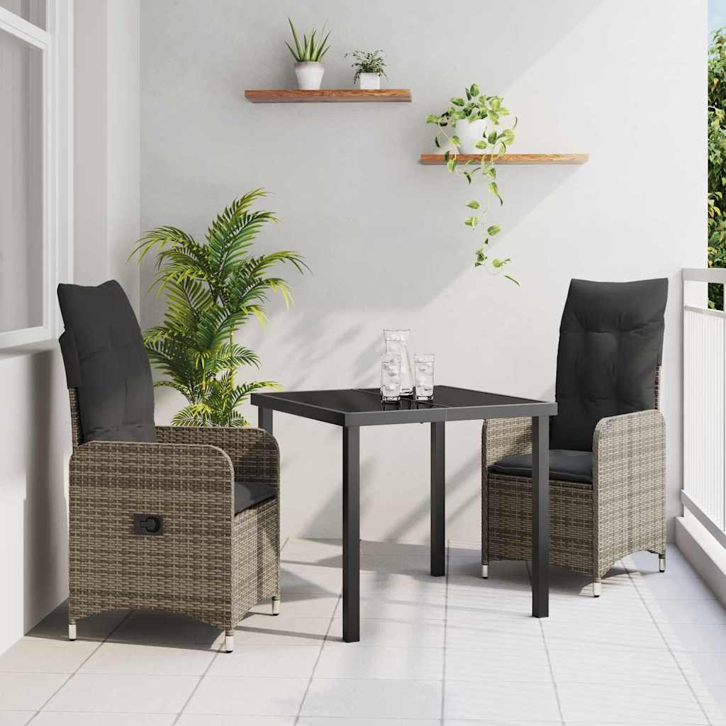 Kert étkező szett 3 pcs Szürke polirattan