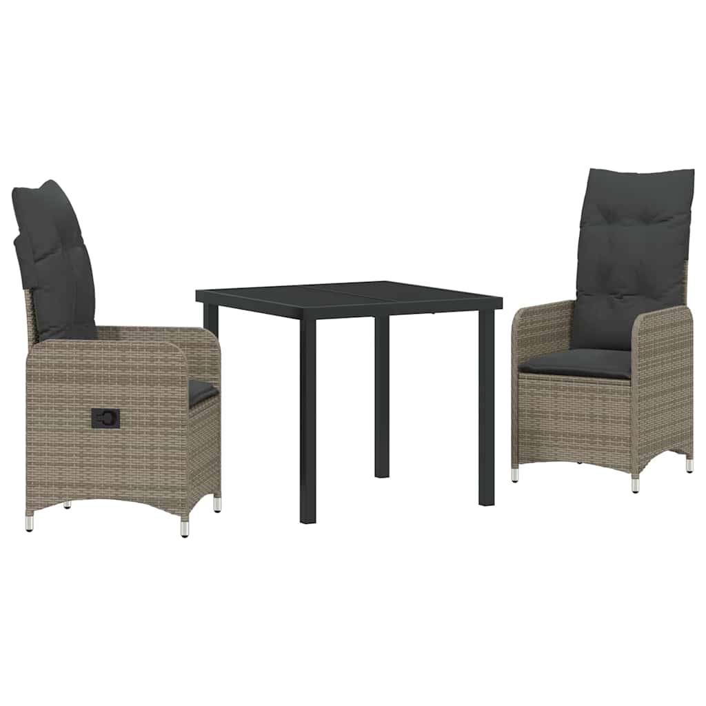 Kert étkező szett 3 pcs Szürke polirattan