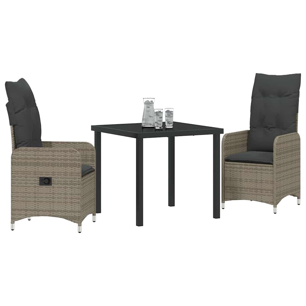 Kert étkező szett 3 pcs Szürke polirattan