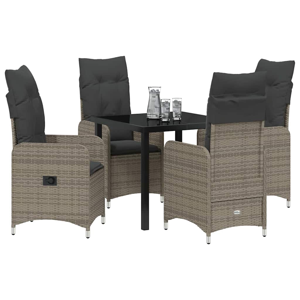 Kert étkező szett 5 pcs Szürke polirattan