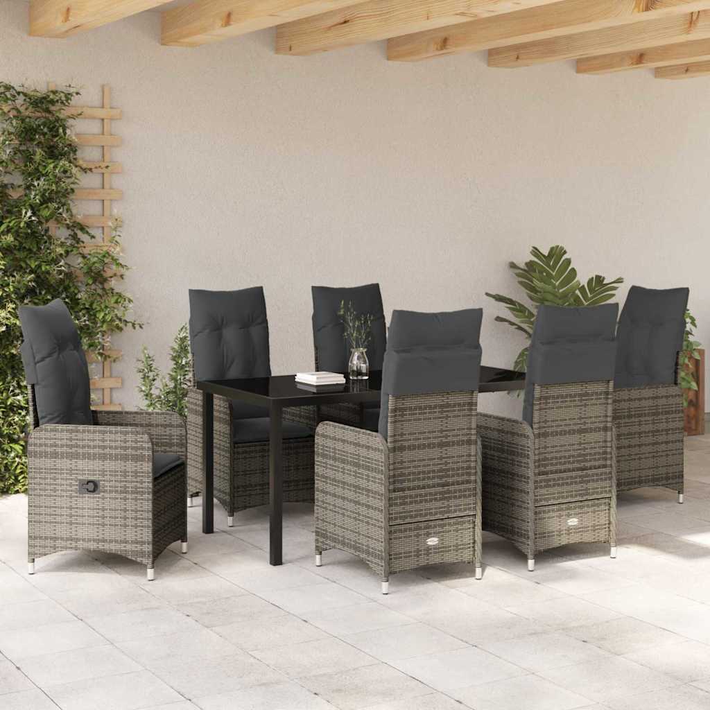 Kert étkező szett 7 pcs Szürke polirattan
