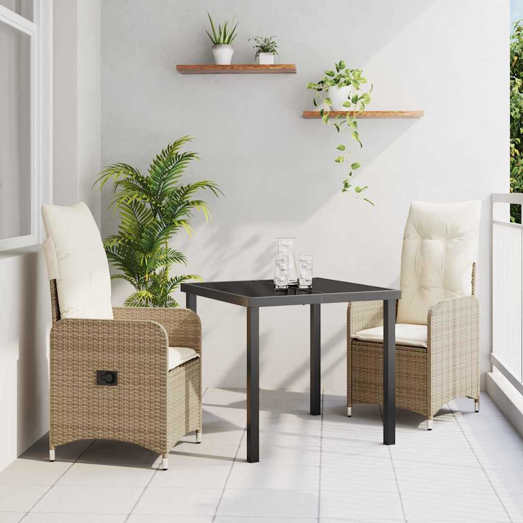 Kert étkező szett 3 pcs Bézs polirattan