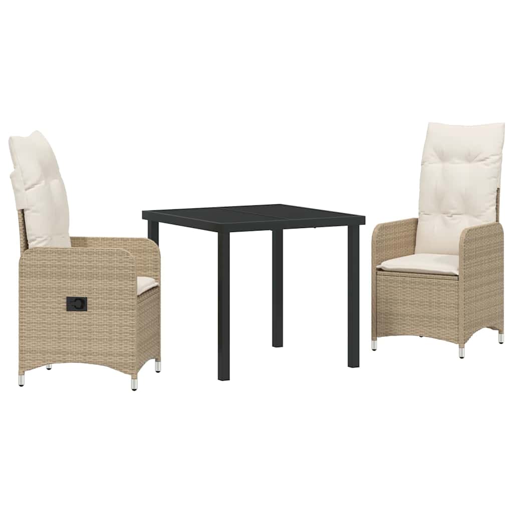 Kert étkező szett 3 pcs Bézs polirattan