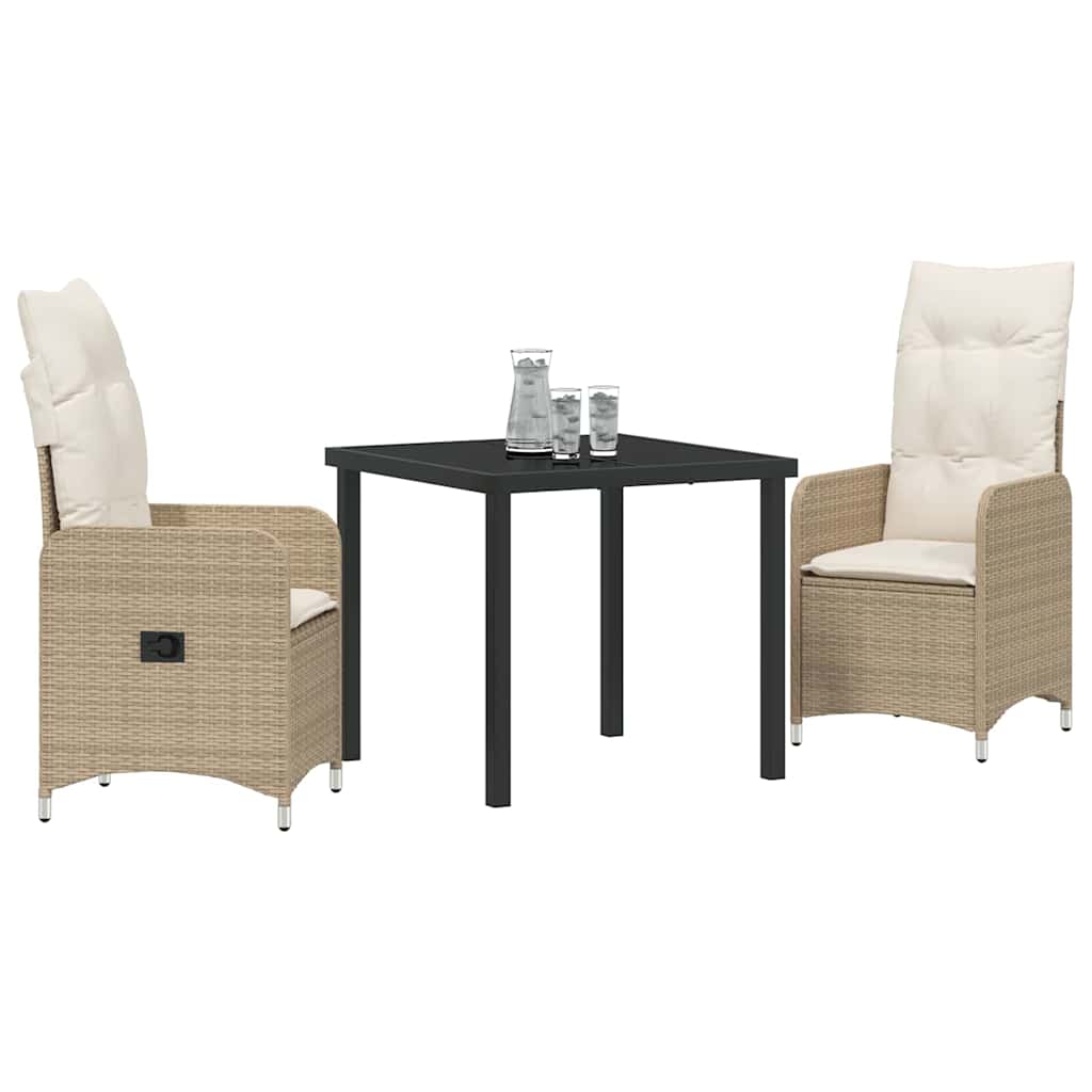 Kert étkező szett 3 pcs Bézs polirattan