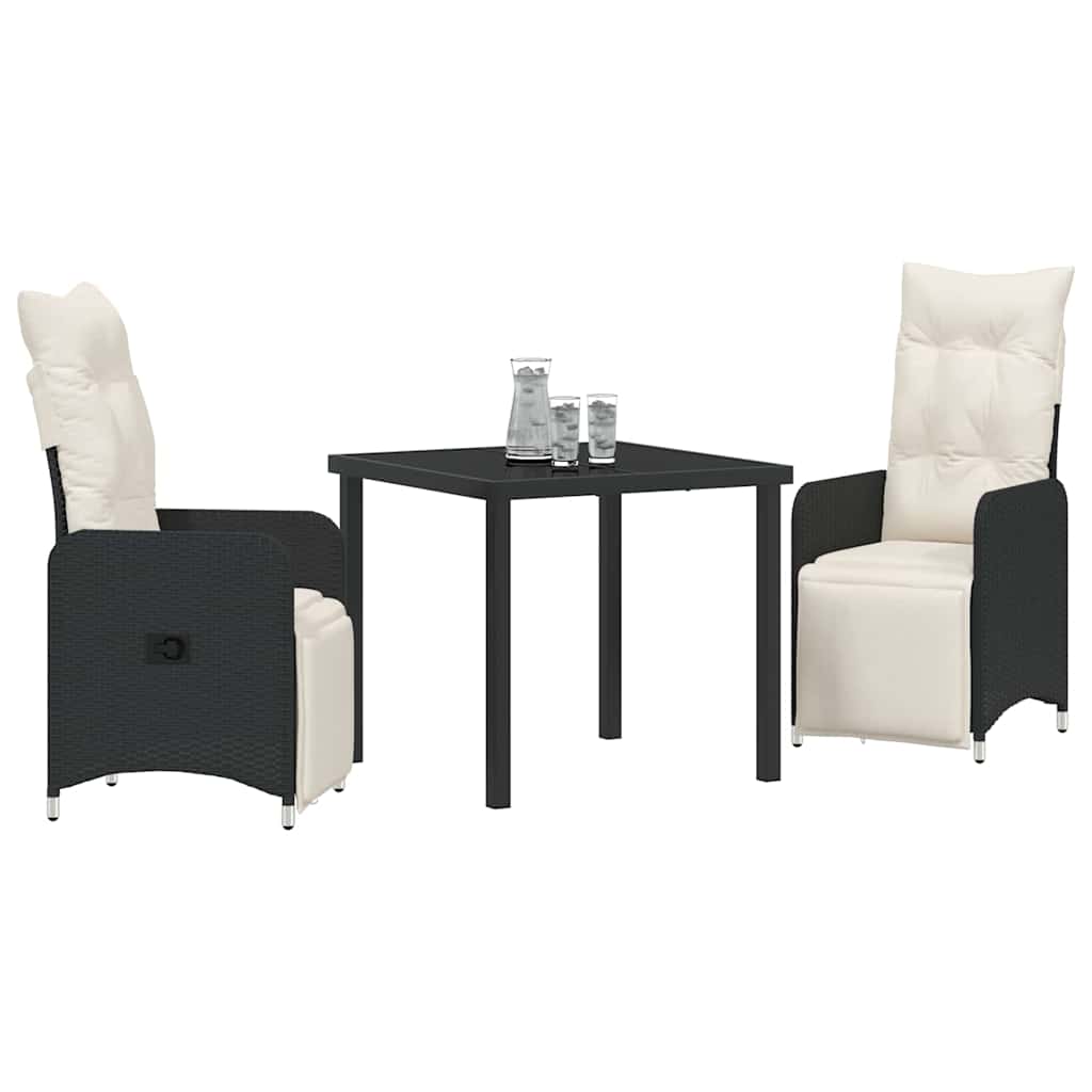 Kert étkező szett 3 pcs Fekete polirattan