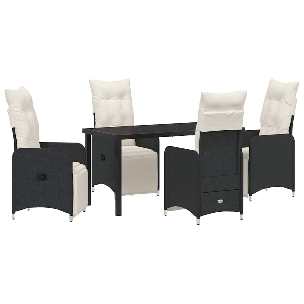 Kert étkező szett 5 pcs Fekete polirattan