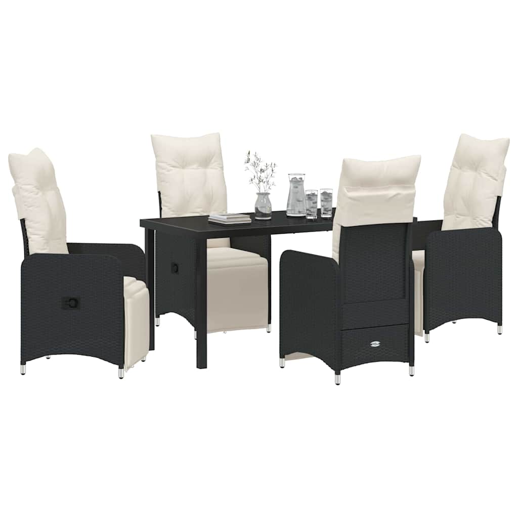 Kert étkező szett 5 pcs Fekete polirattan