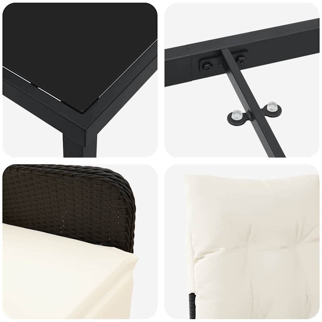 Kert étkező szett 5 pcs Fekete polirattan