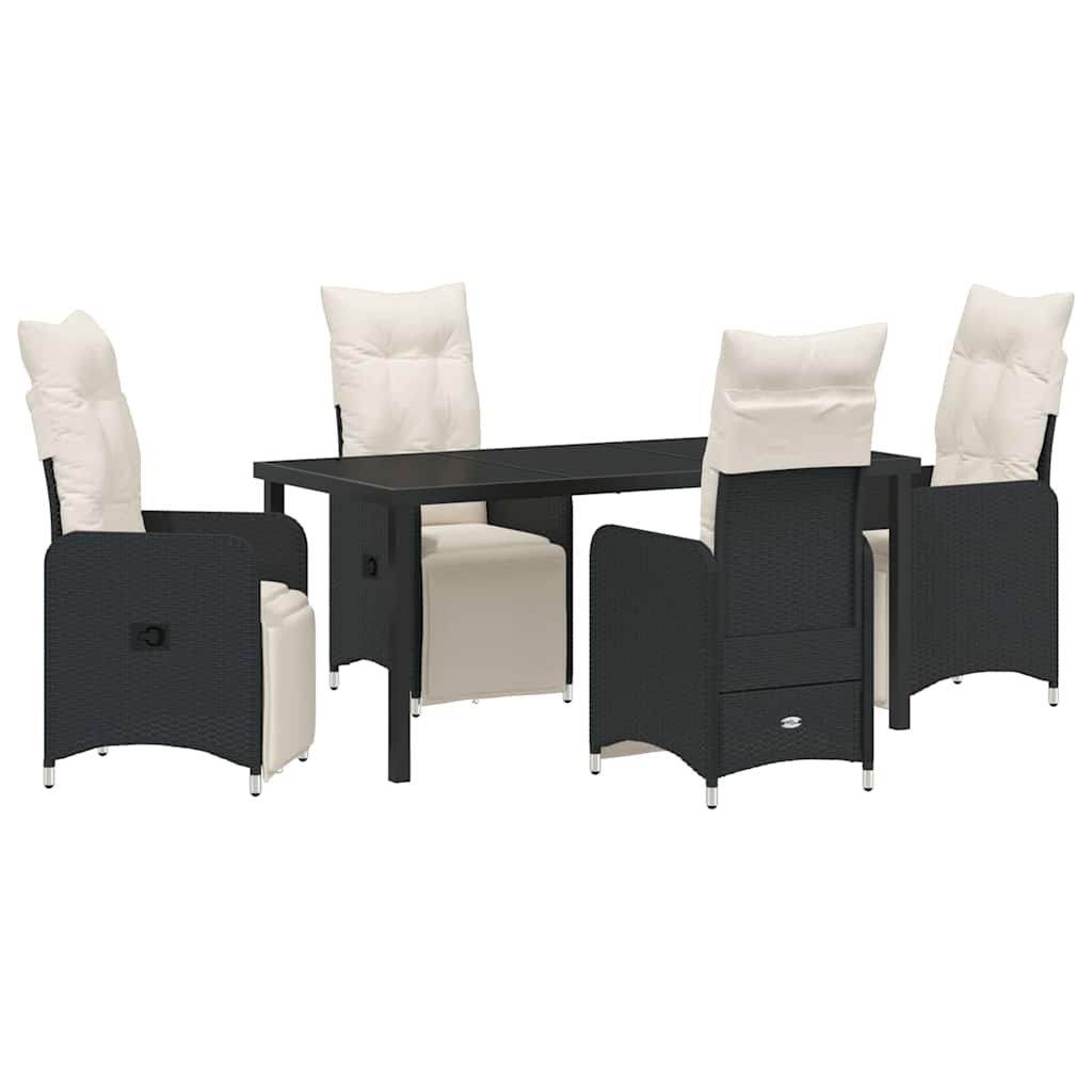 Kert étkező szett 5 pcs Fekete polirattan