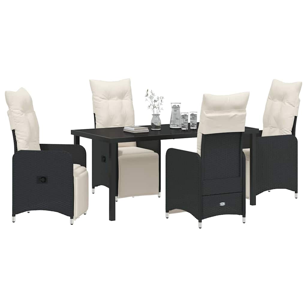 Kert étkező szett 5 pcs Fekete polirattan