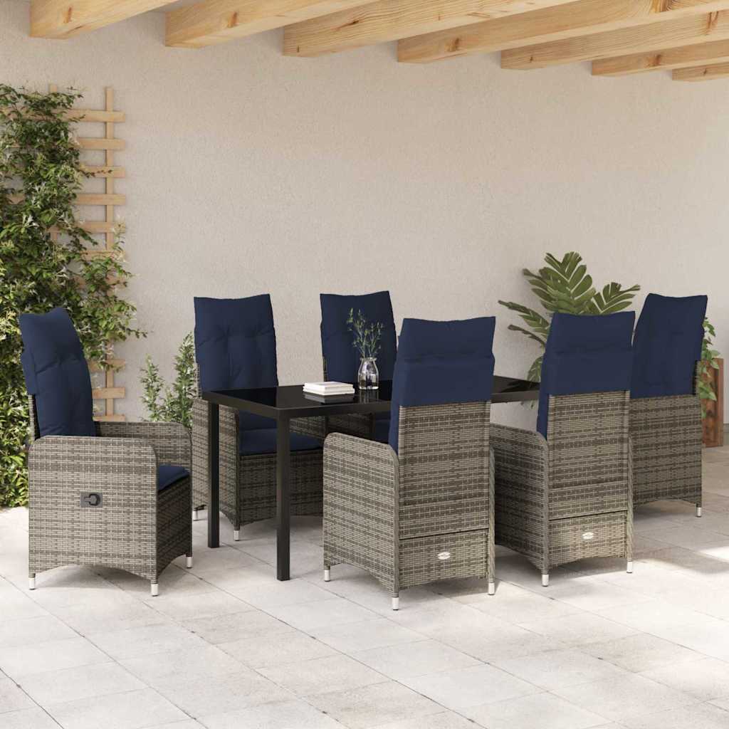 Kert étkező szett 7 pcs Fekete polirattan
