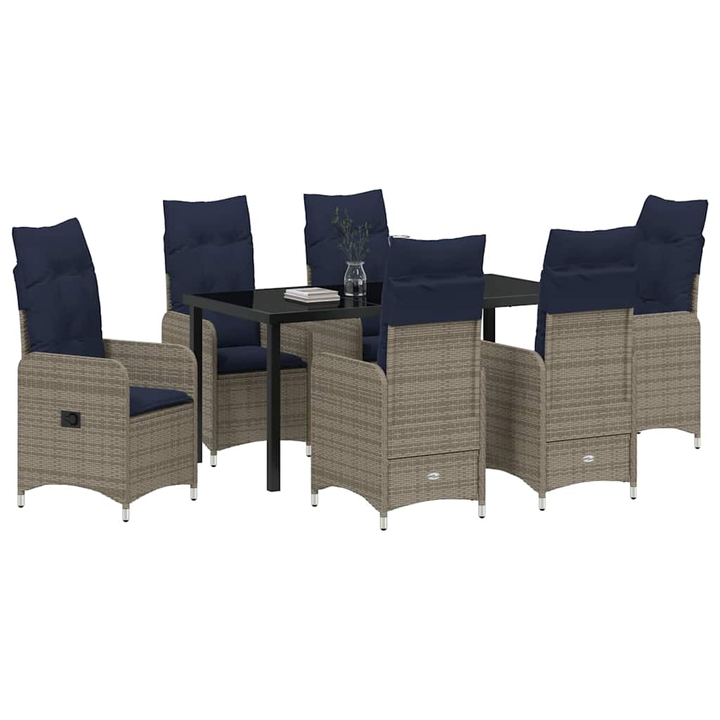 Kert étkező szett 7 pcs Fekete polirattan