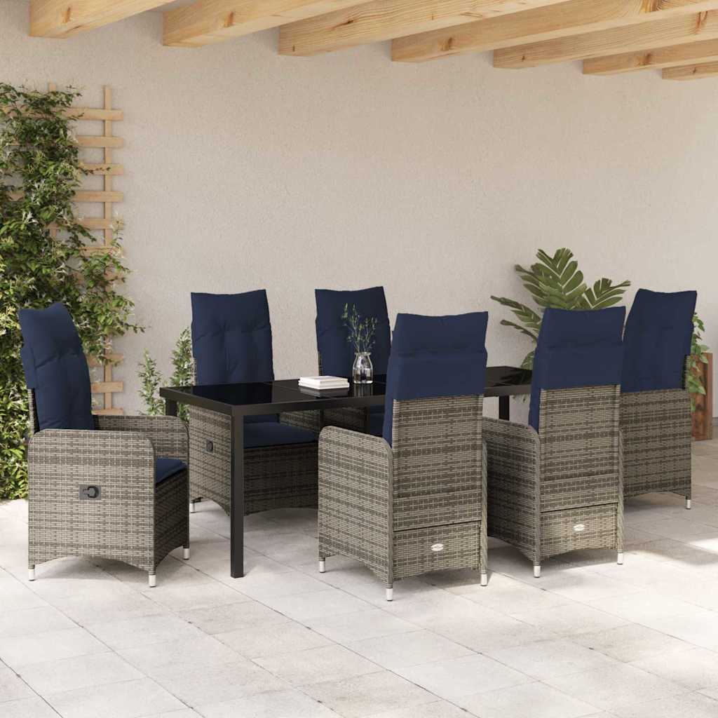Kert étkező szett 7 pcs Fekete polirattan