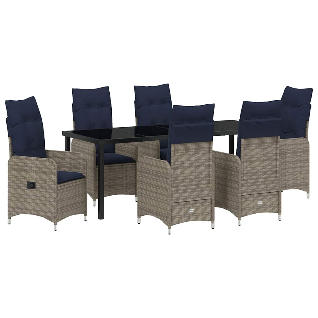 Kert étkező szett 7 pcs Fekete polirattan
