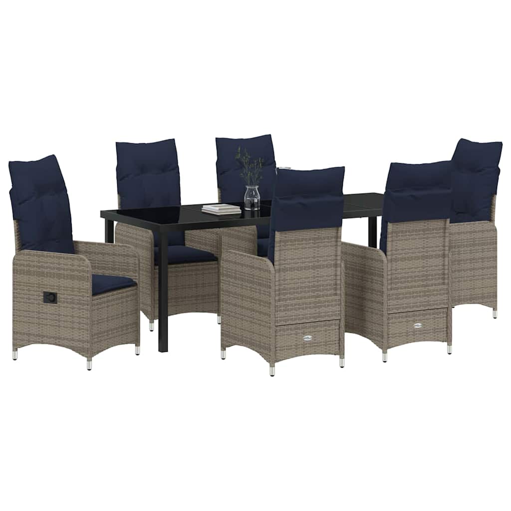Kert étkező szett 7 pcs Fekete polirattan