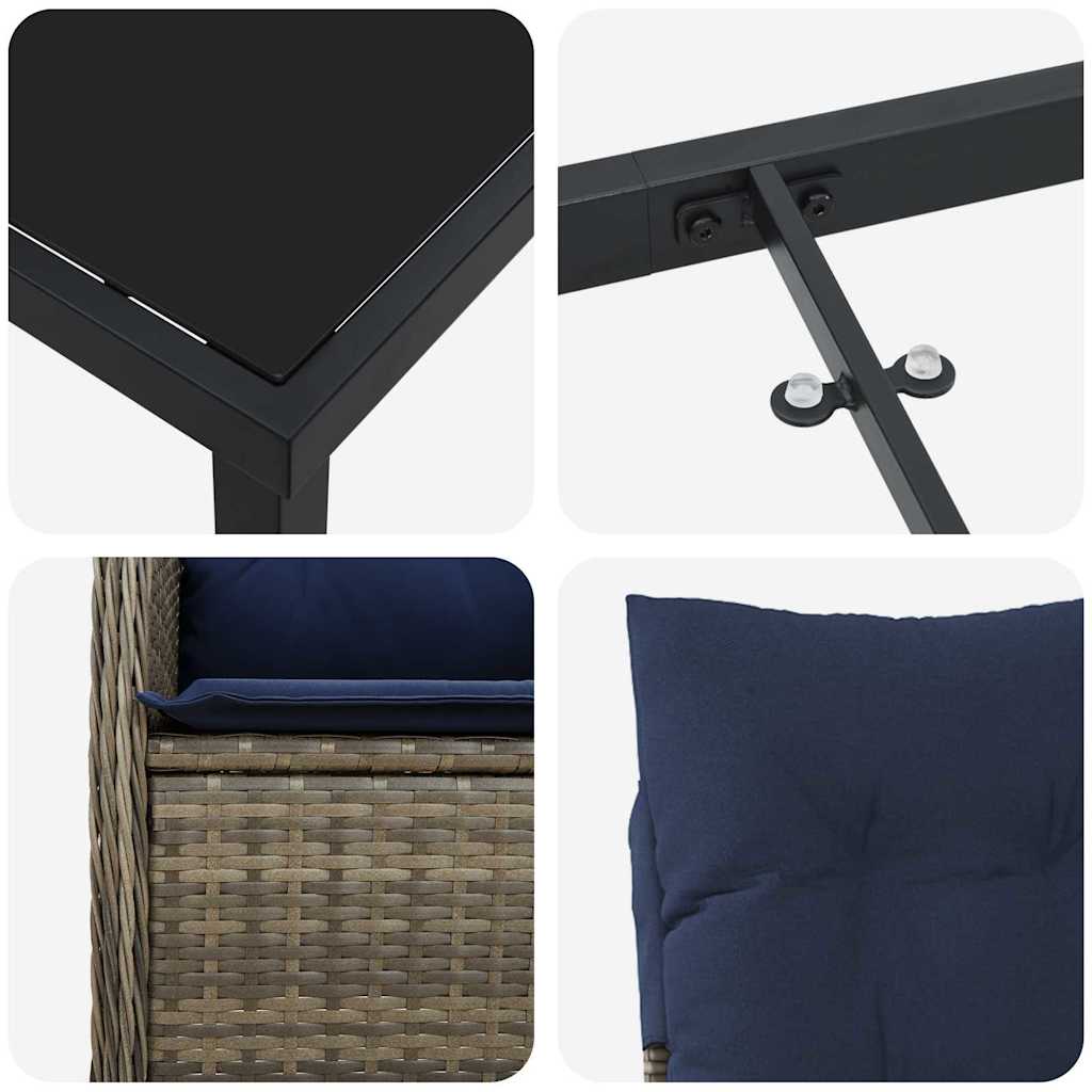 Kert étkező szett 9 pcs Fekete polirattan