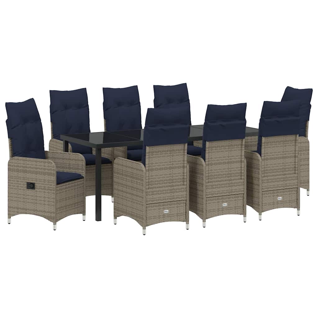 Kert étkező szett 9 pcs Fekete polirattan