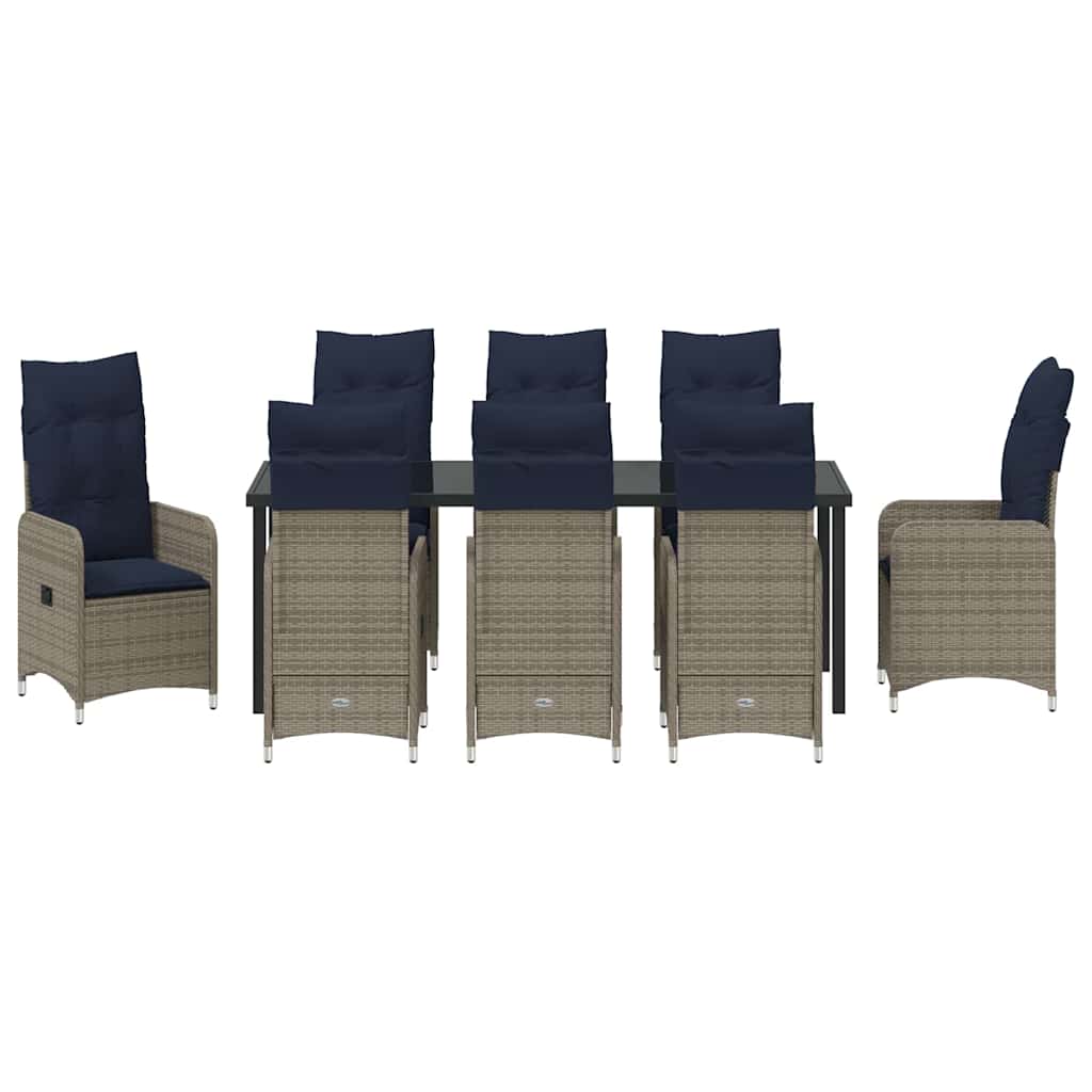 Kert étkező szett 9 pcs Fekete polirattan