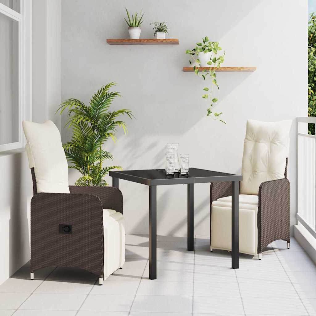 Kert étkező szett 3 pcs Barna polirattan