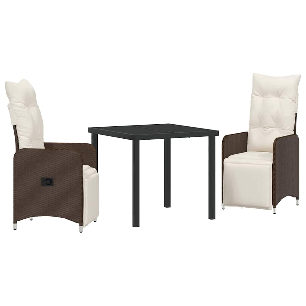 Kert étkező szett 3 pcs Barna polirattan