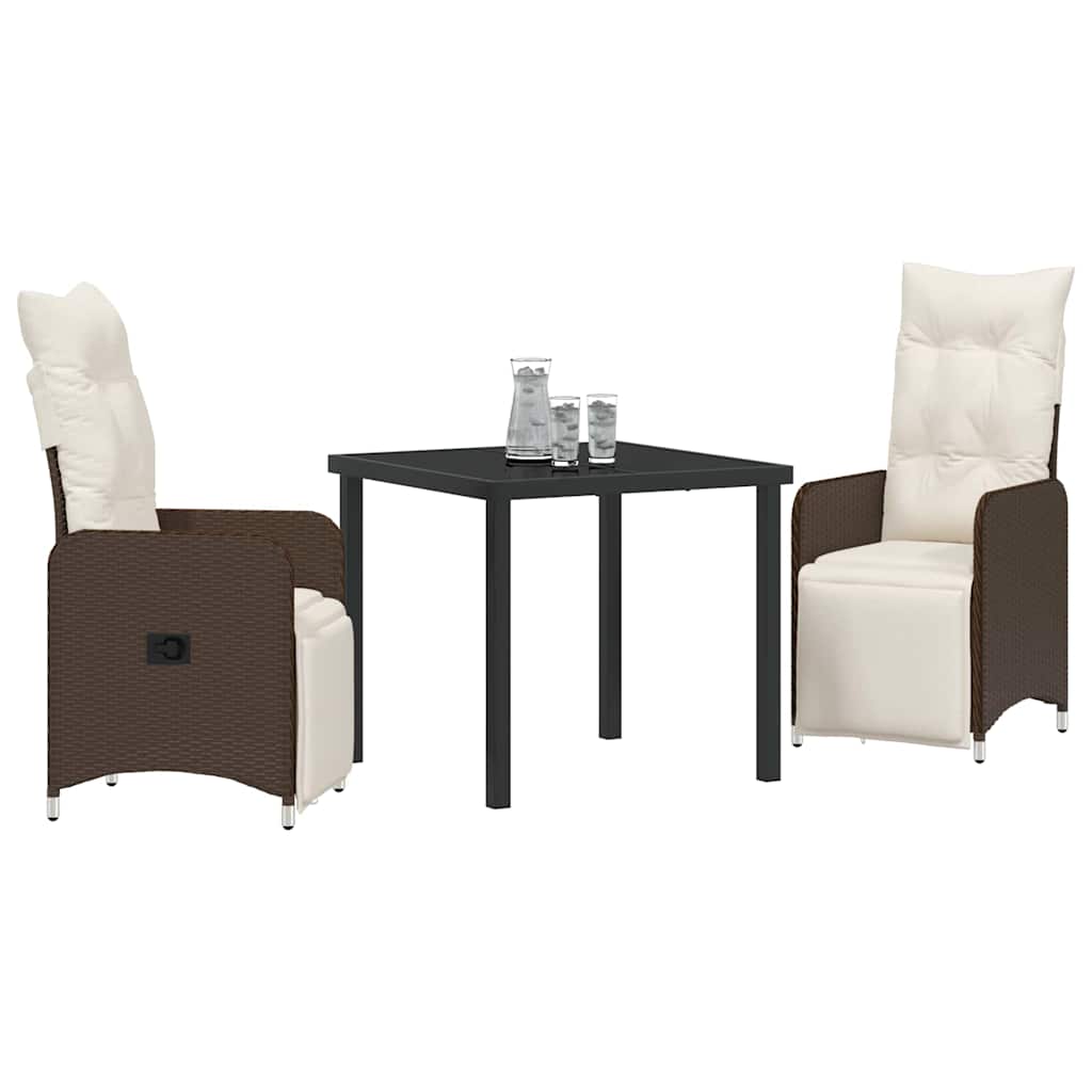 Kert étkező szett 3 pcs Barna polirattan