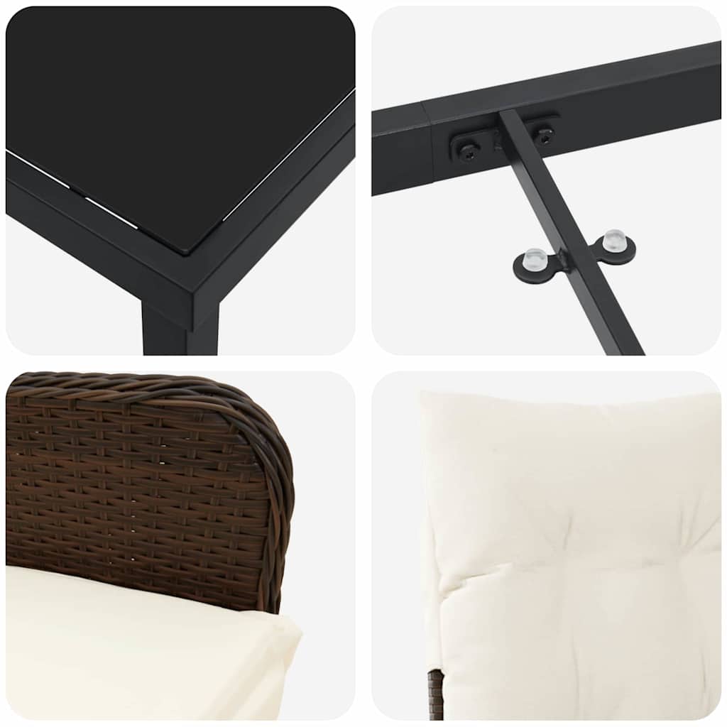 Kert étkező szett 5 pcs Barna polirattan