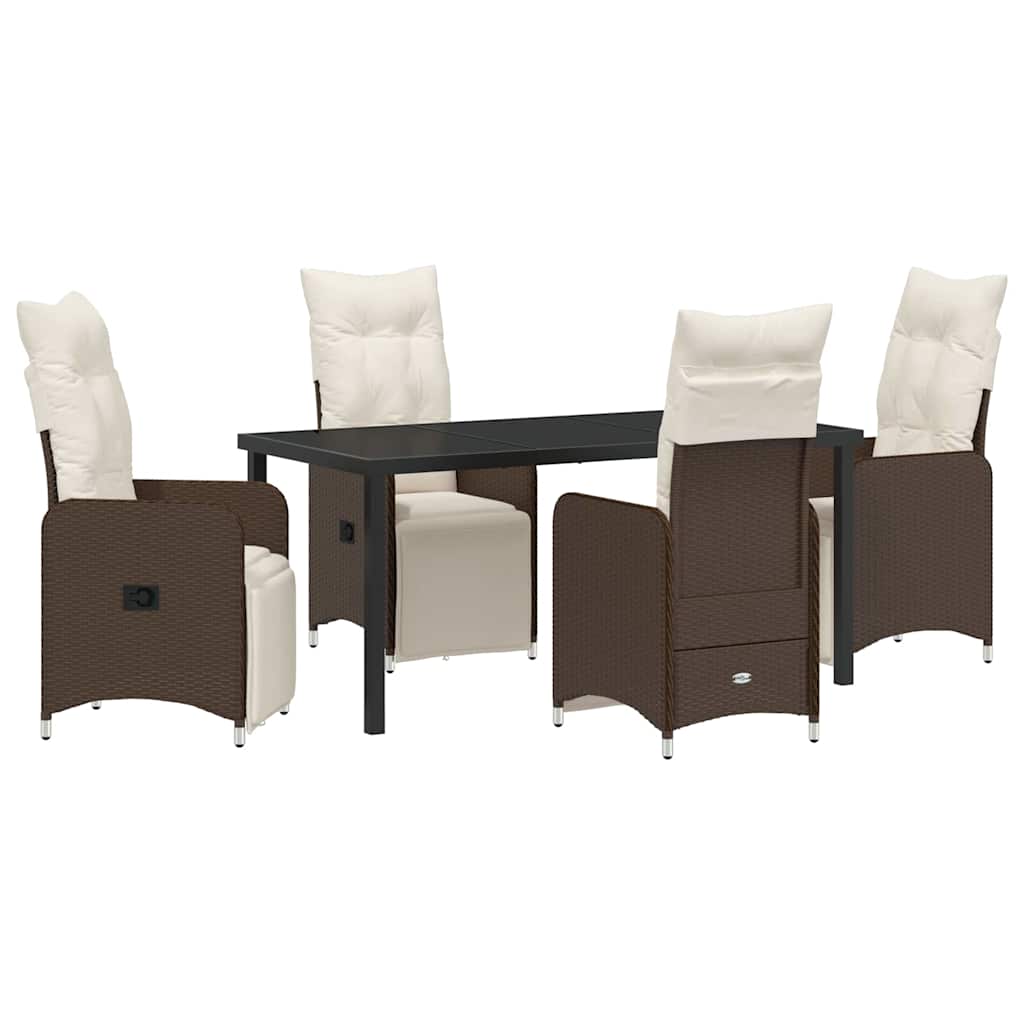 Kert étkező szett 5 pcs Barna polirattan
