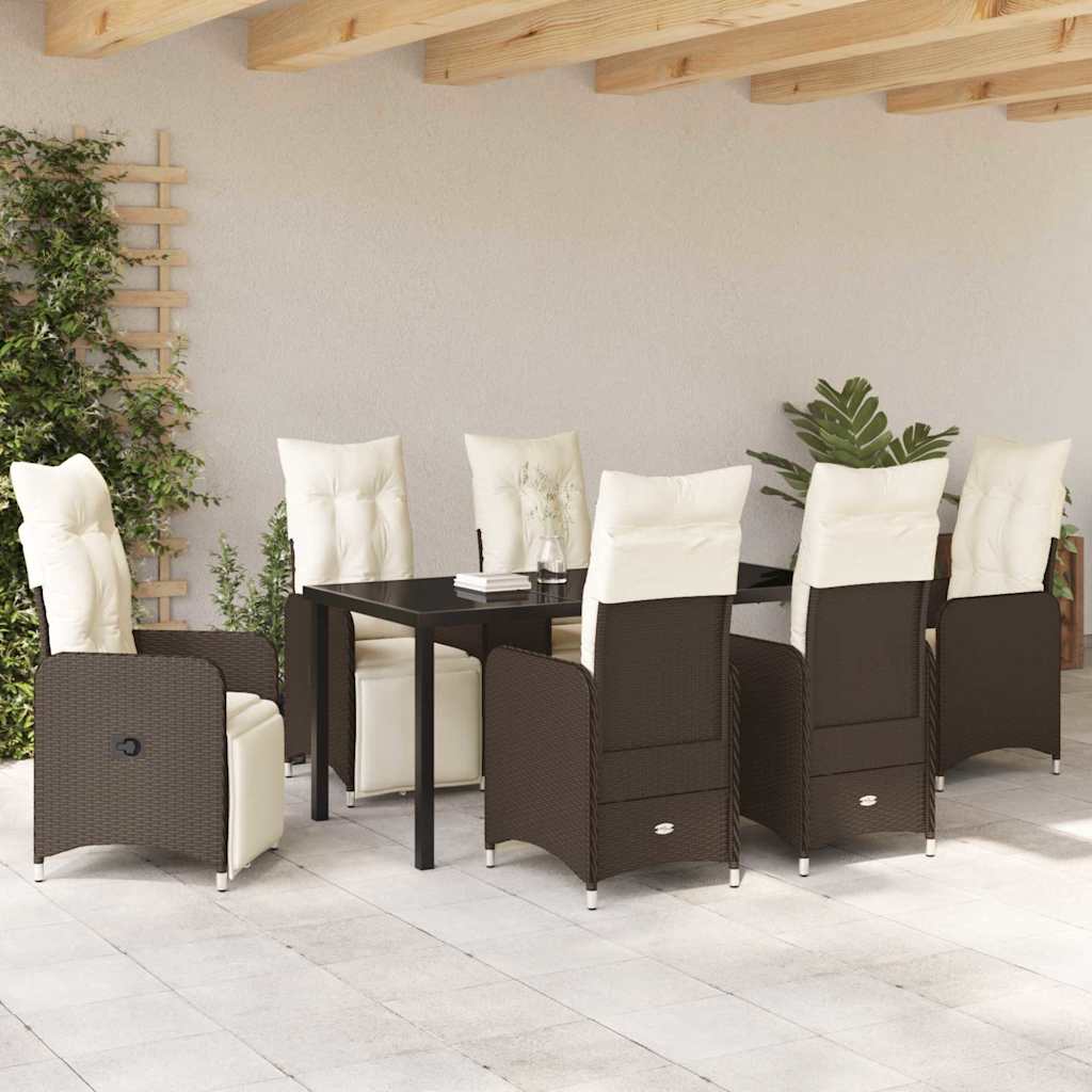 Kert étkező szett 7 pcs Barna polirattan