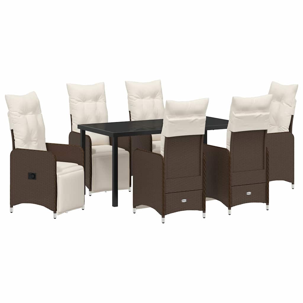 Kert étkező szett 7 pcs Barna polirattan