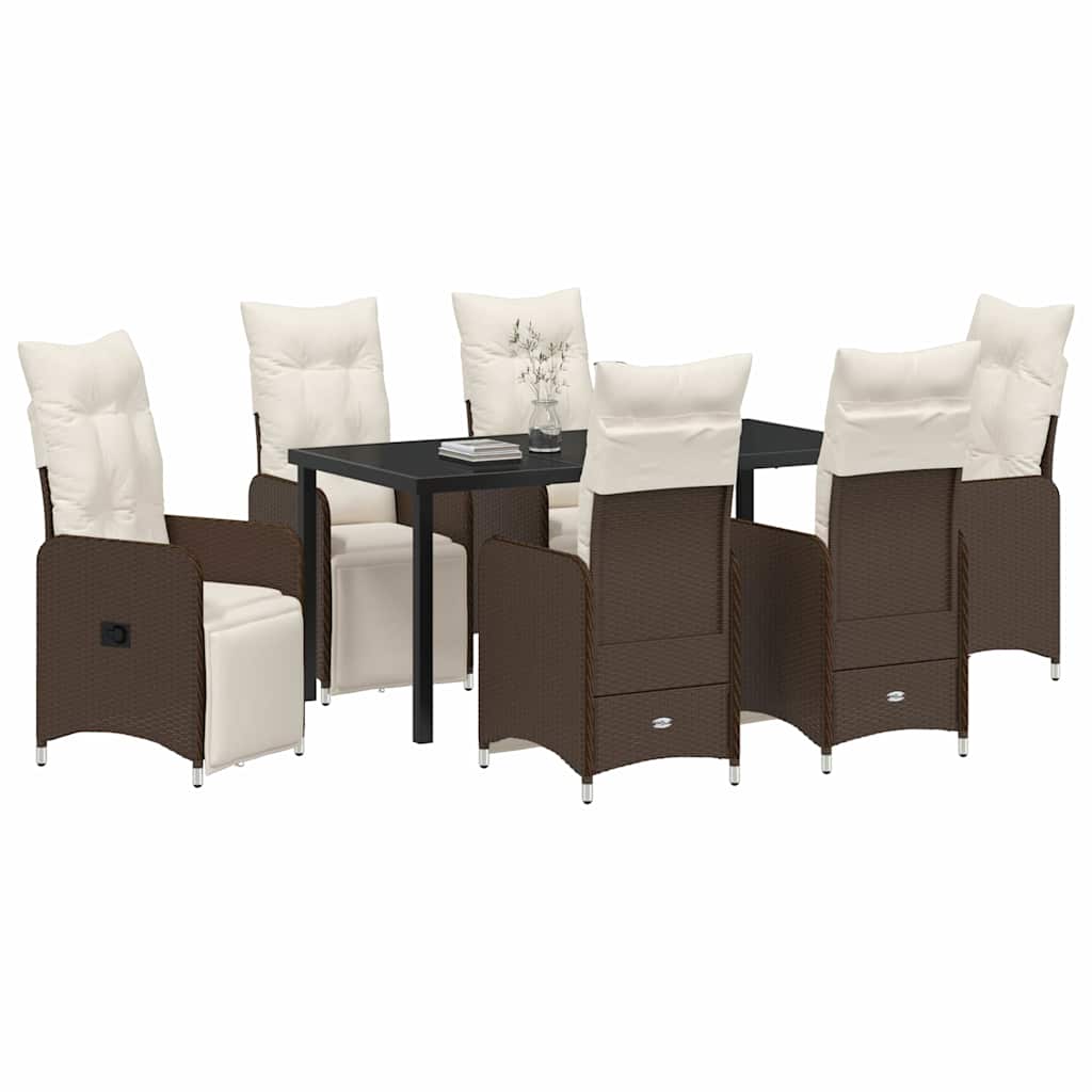 Kert étkező szett 7 pcs Barna polirattan
