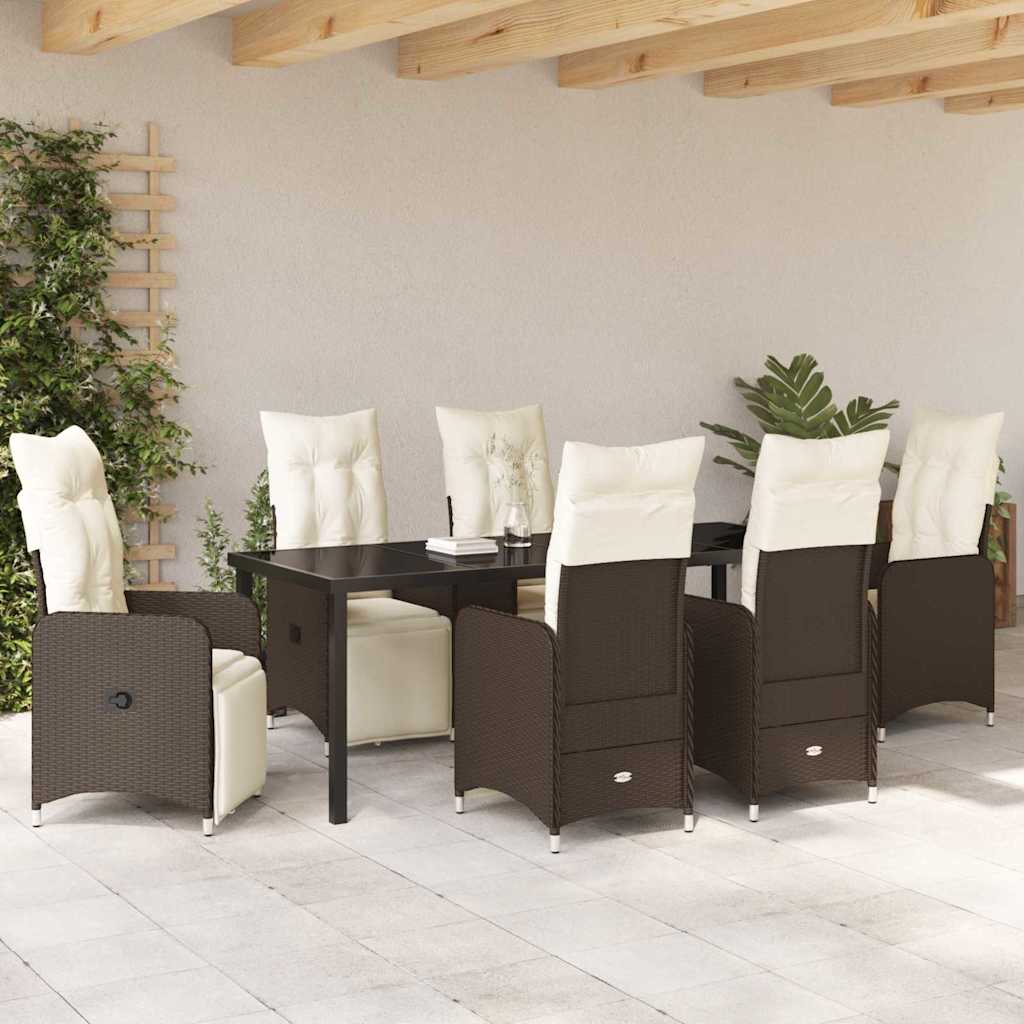 Kert étkező szett 7 pcs Barna polirattan