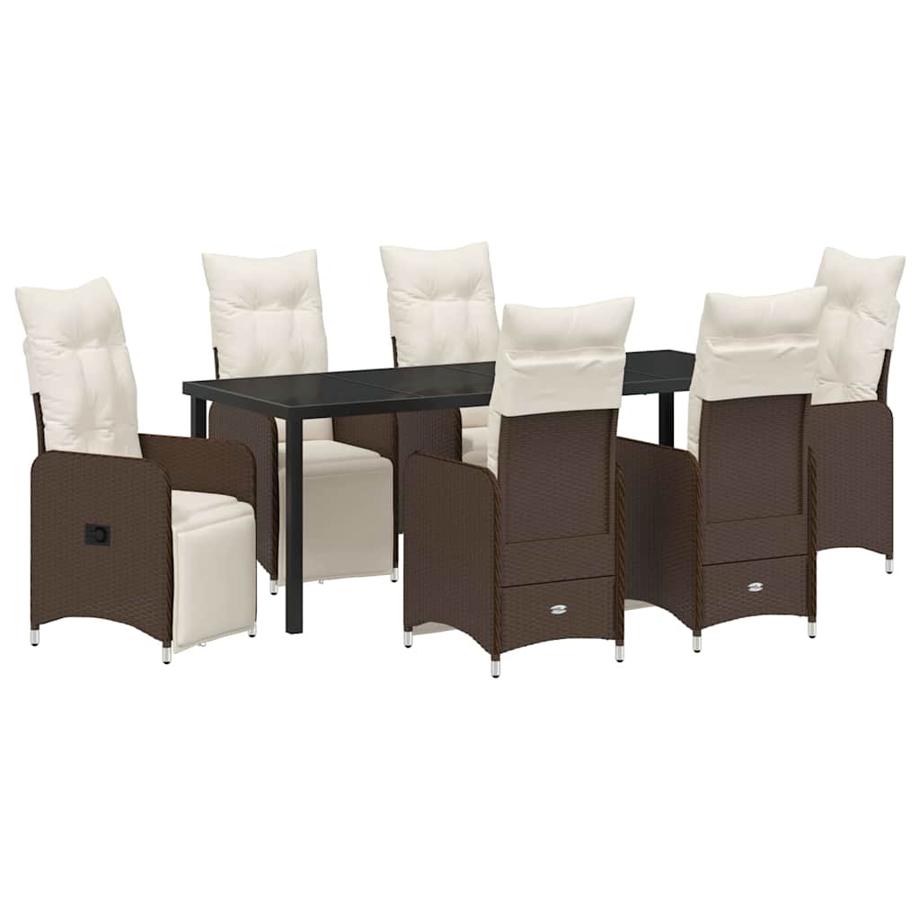 Kert étkező szett 7 pcs Barna polirattan
