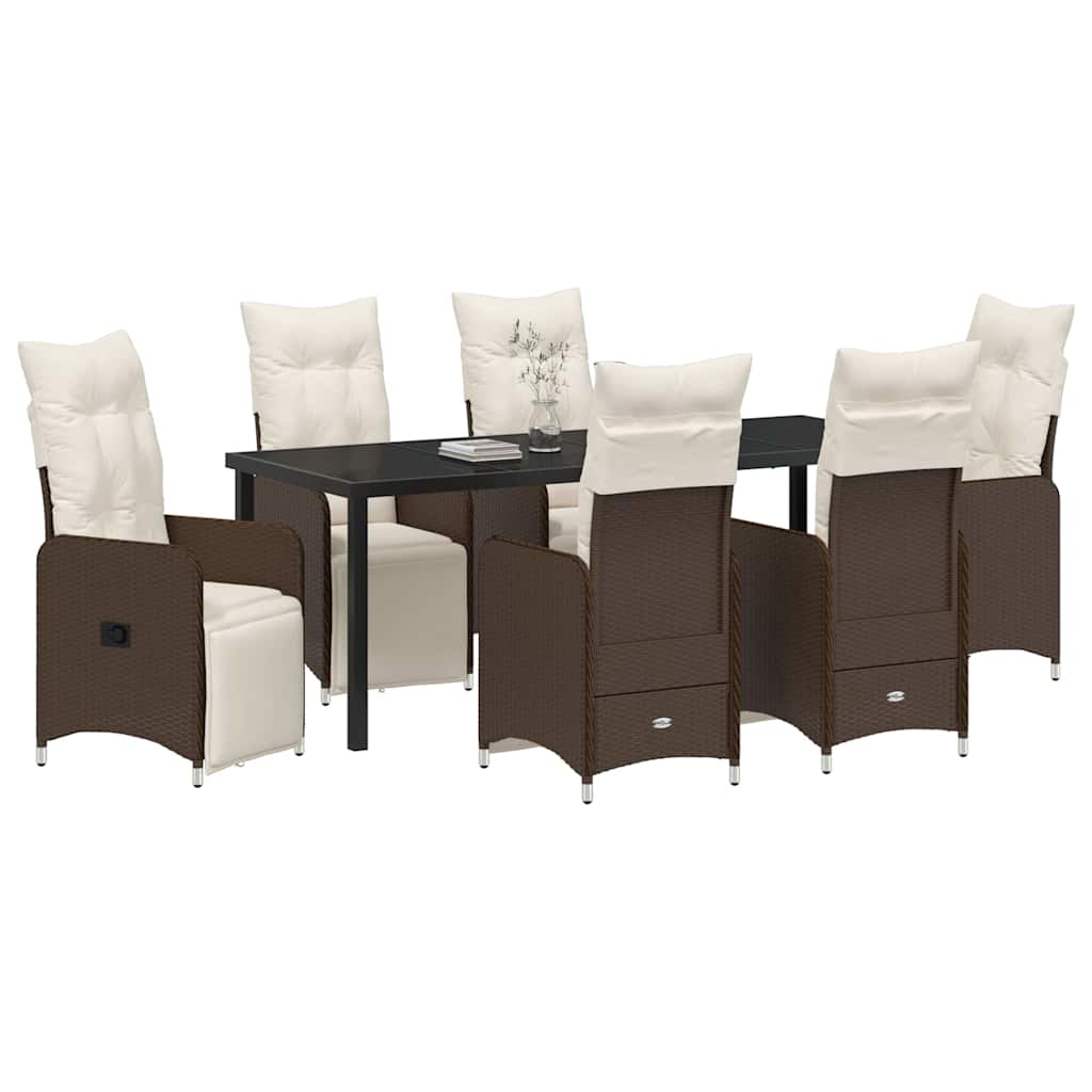 Kert étkező szett 7 pcs Barna polirattan