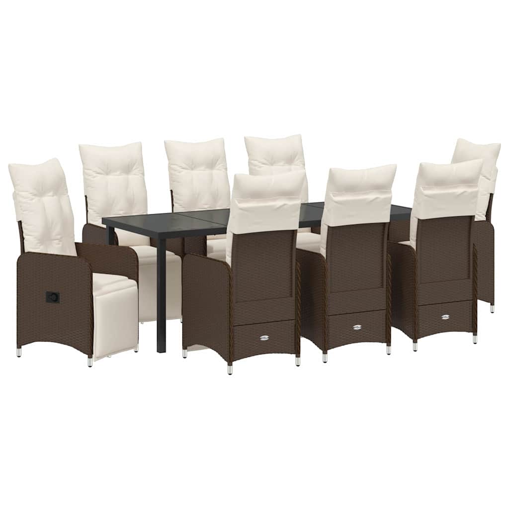 Kert étkező szett 9 pcs Barna polirattan