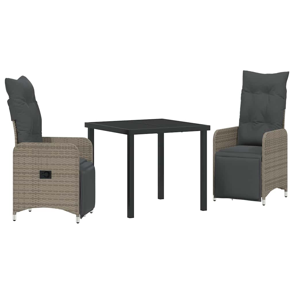 Kert étkező szett 3 pcs Szürke polirattan