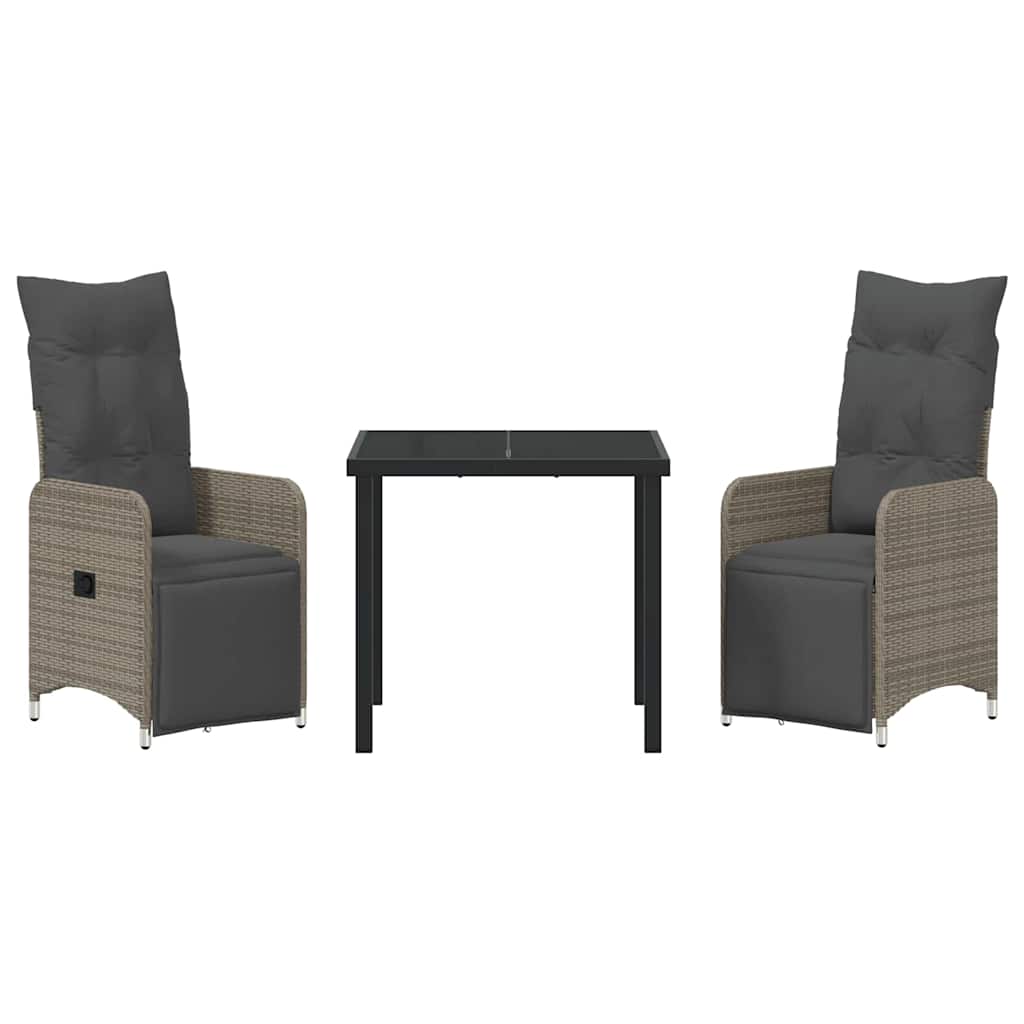 Kert étkező szett 3 pcs Szürke polirattan