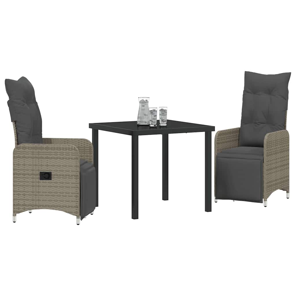 Kert étkező szett 3 pcs Szürke polirattan