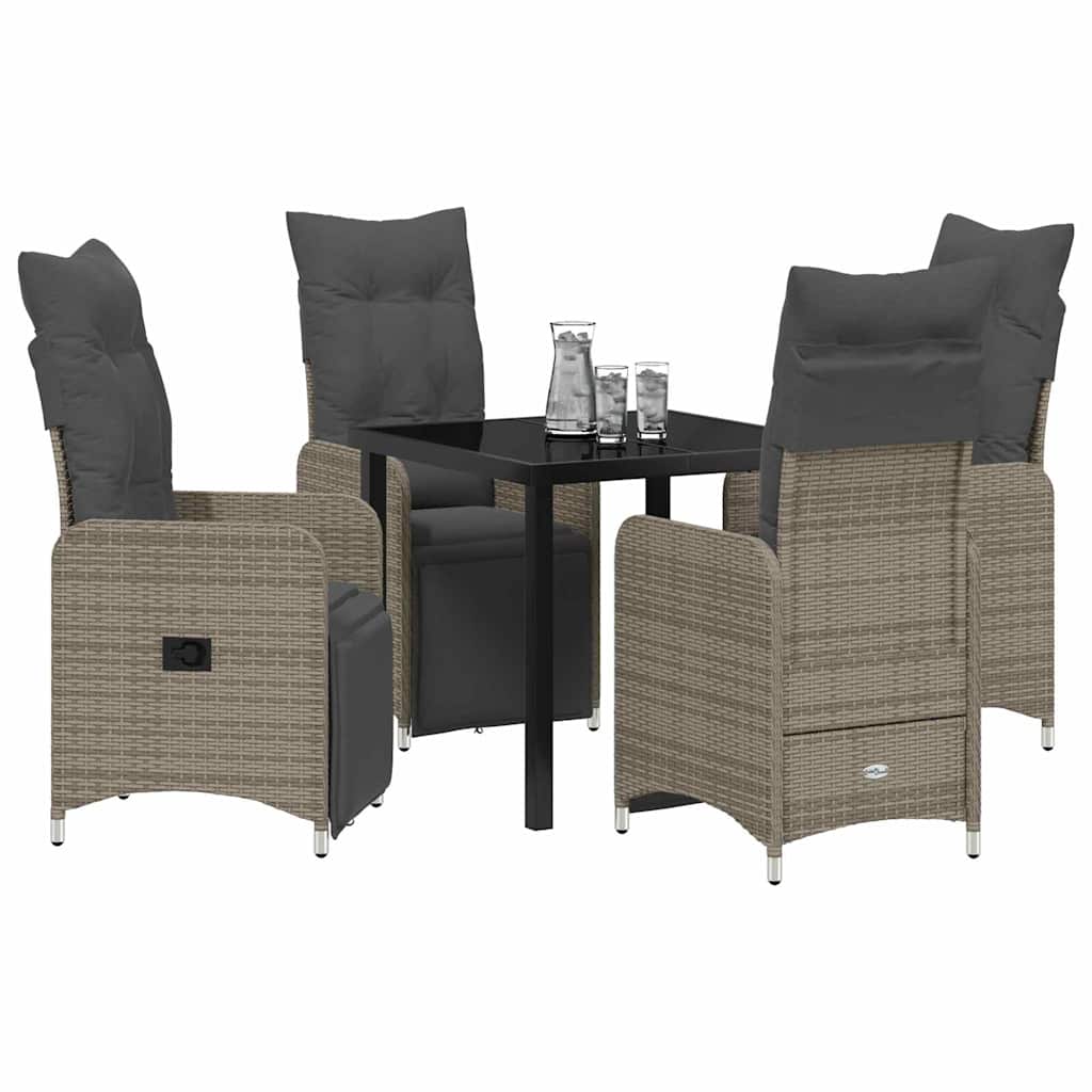 Kert étkező szett 5 pcs Szürke polirattan