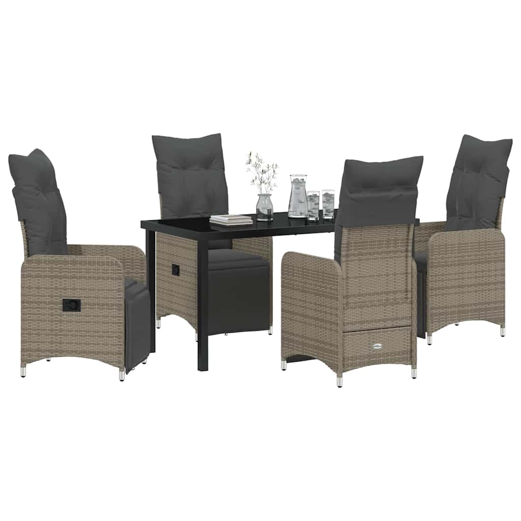 Kert étkező szett 5 pcs Szürke polirattan