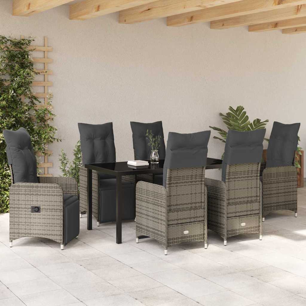 Kert étkező szett 7 pcs Szürke polirattan