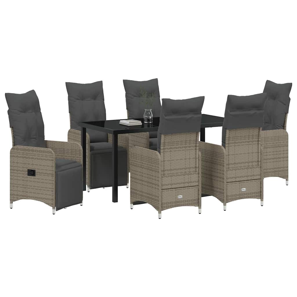 Kert étkező szett 7 pcs Szürke polirattan